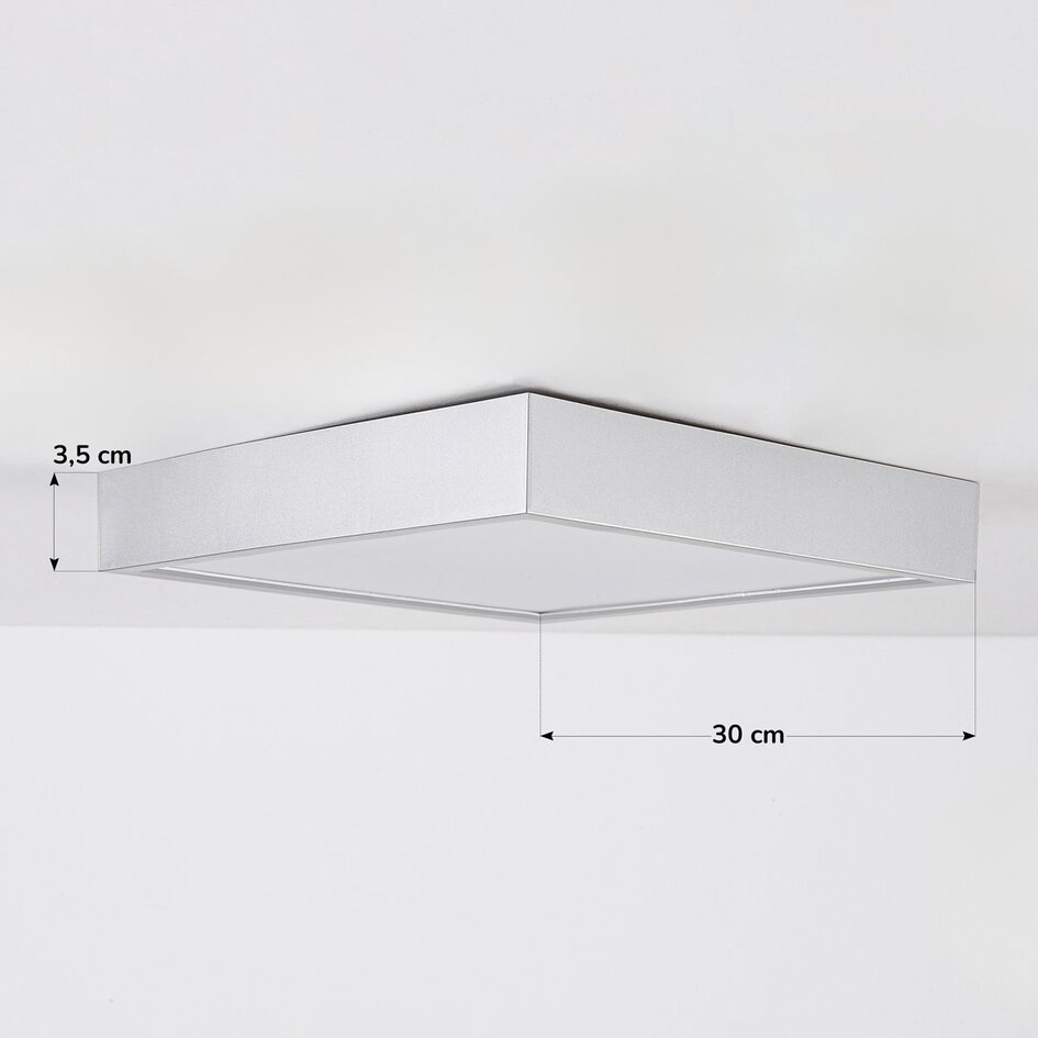 Vierkante plafondlamp met melkwitte kap en 3-staps dimbare LEDs - Joelle