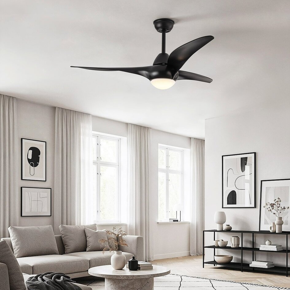 Ventilateur de plafond noir avec LED et lumière réglable - Wieke