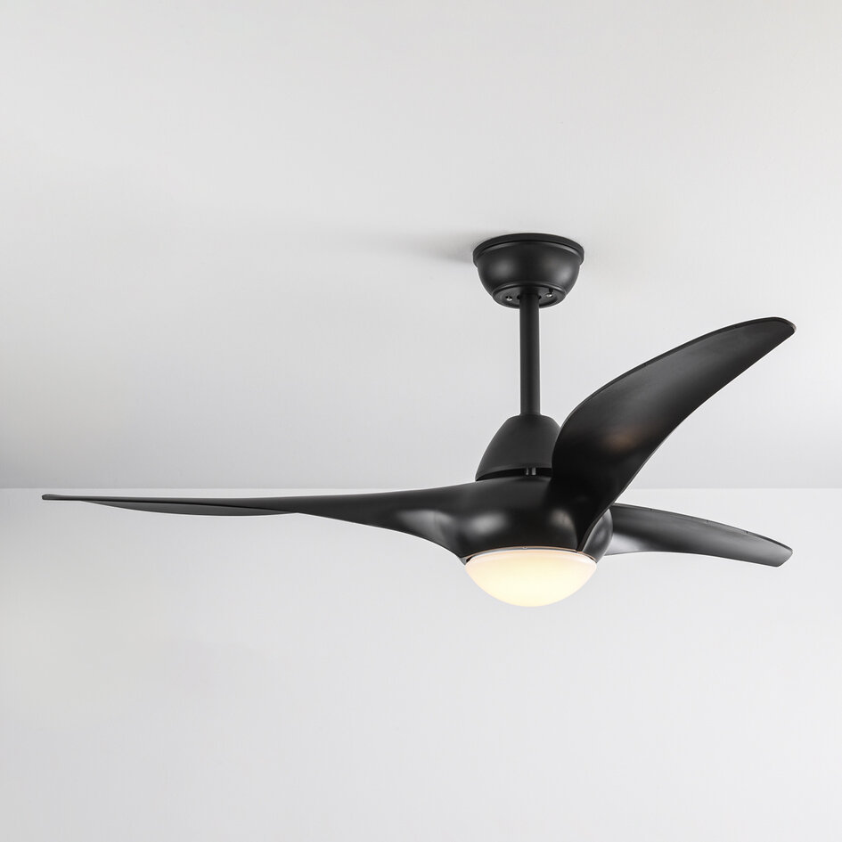 Zwarte plafondventilator Wieke met LEDs en aanpasbare kleurtemperatuur