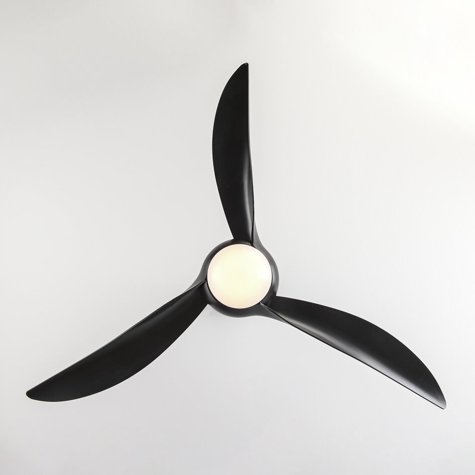 Zwarte plafondventilator Wieke met LEDs en aanpasbare kleurtemperatuur