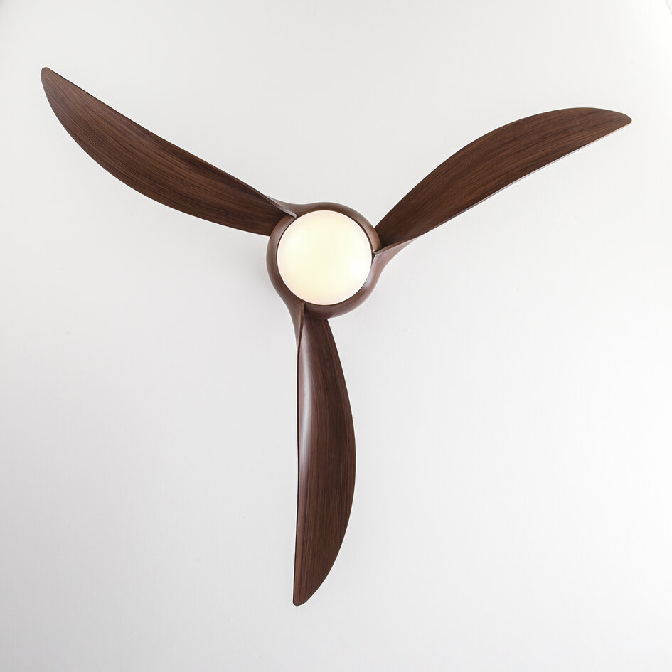 Ventilateur de plafond avec LED lumière réglable et effet bois foncé - Wieke