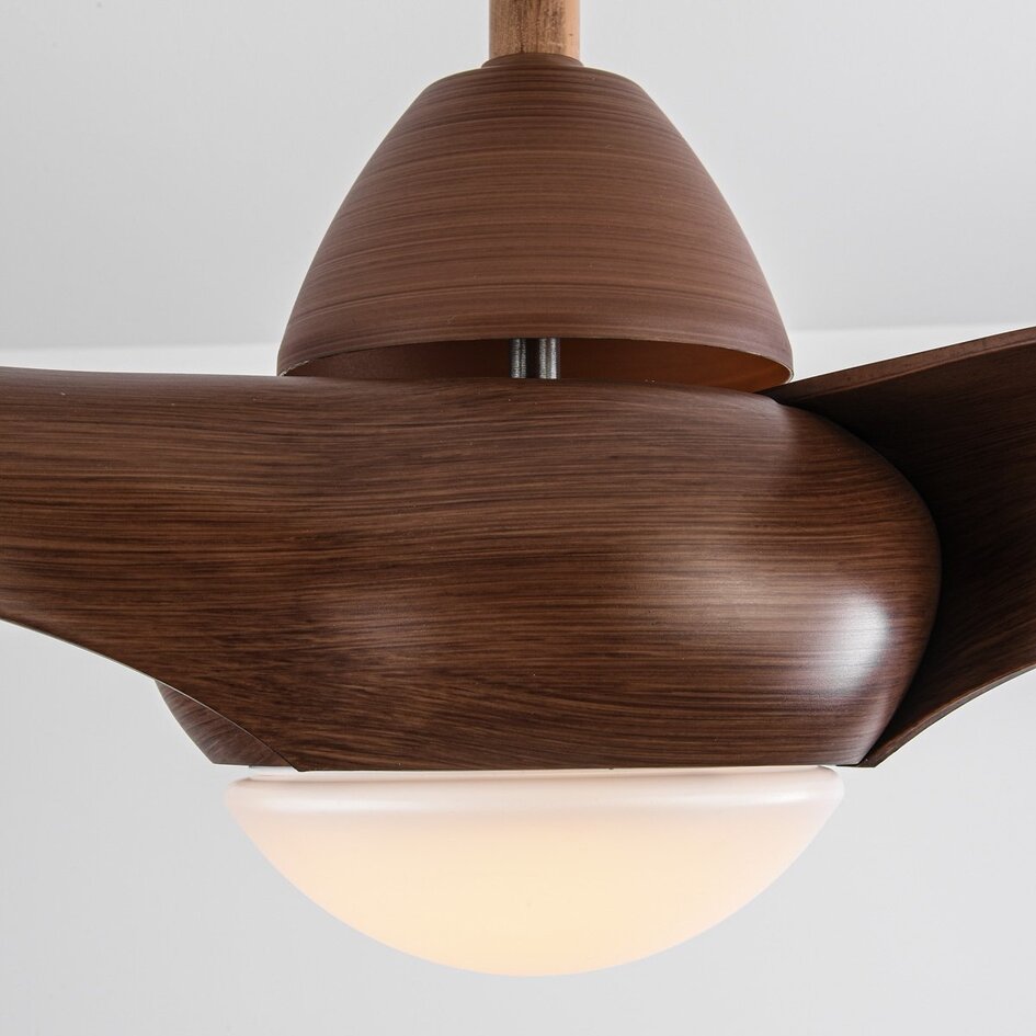 Ventilateur de plafond avec LED lumière réglable et effet bois foncé - Wieke