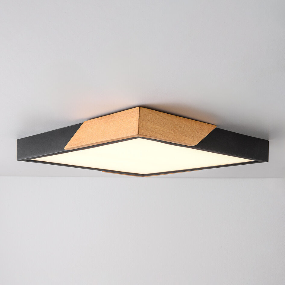 Plafonnier dimmable avec détails en bois Meta - noir