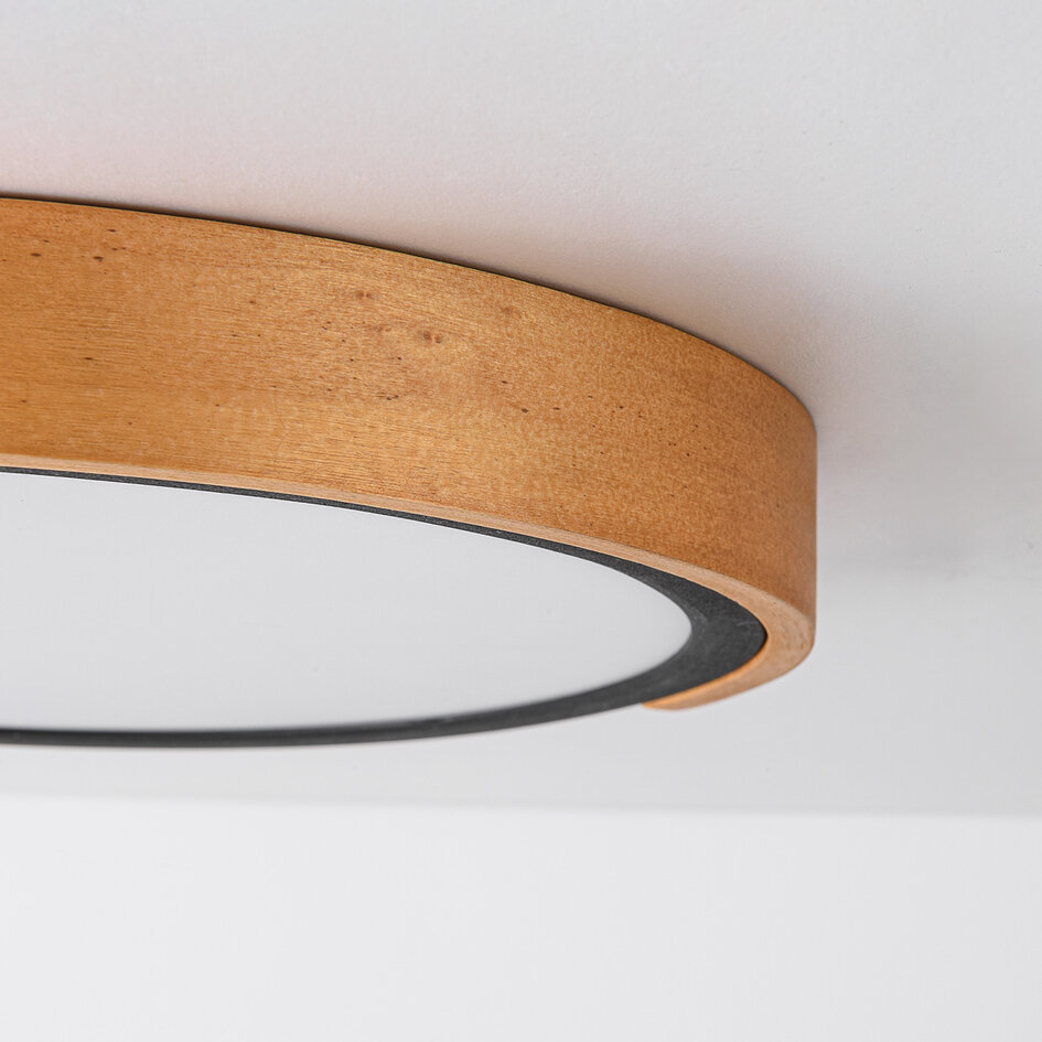 Plafondlamp dimbaar met houten detail Jano - zwart