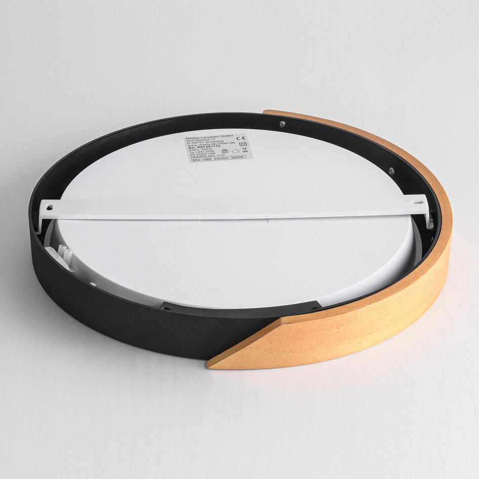 Plafondlamp dimbaar met houten detail Jano - zwart