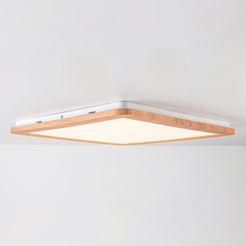 Plafonnier moderne Celeste à aspect bois, variateur à 3 niveaux