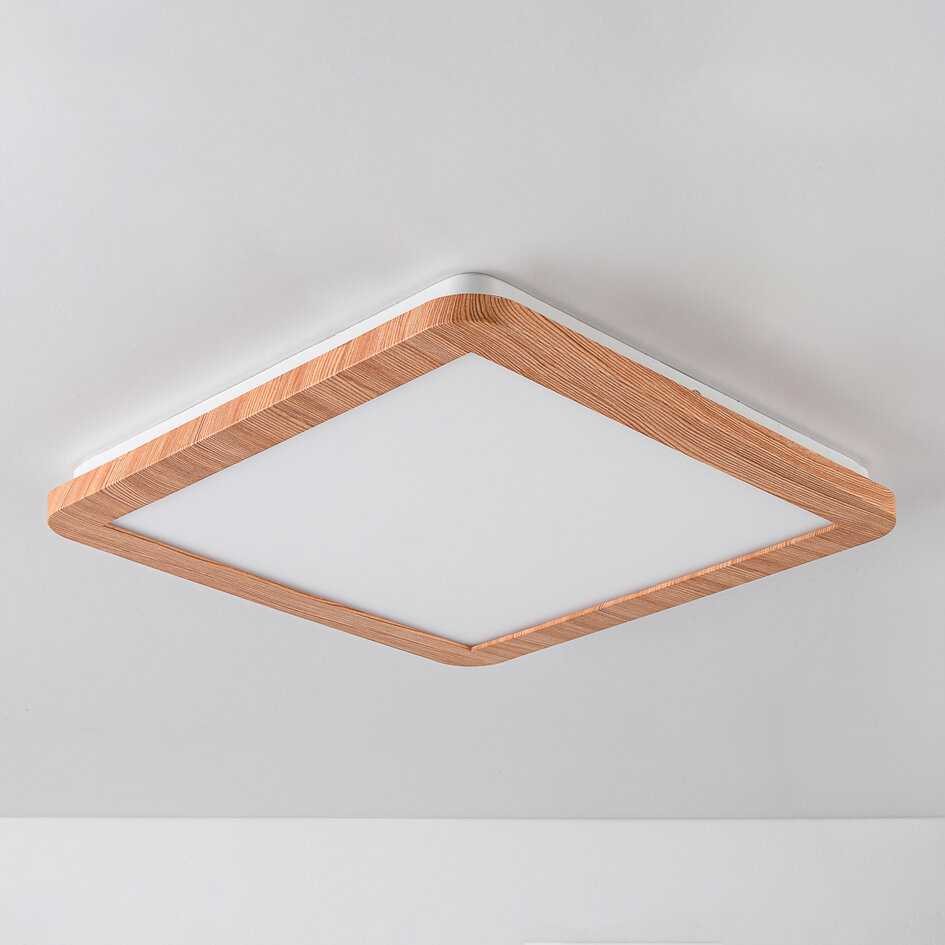 Plafondlamp in houtoptiek 3-staps dimbaar - Emilie