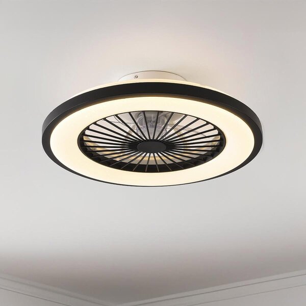 Ventilateur de plafond Starry à température de couleur réglable et effet étoilé - noir