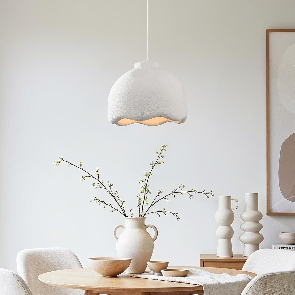 Lampe suspendue Wabi Sabi Iro avec effet pierre Ø35 cm - blanc