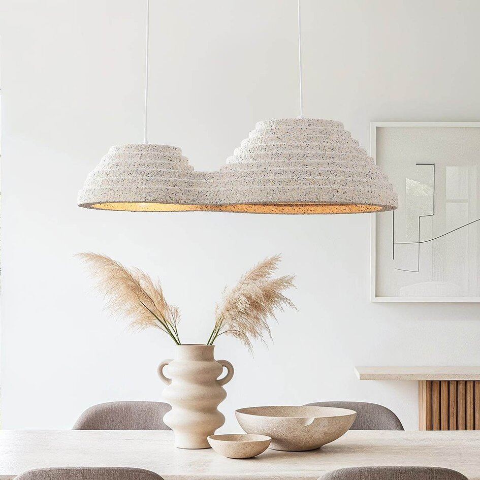 Wabi Sabi hanglamp Jumo met 2 lichtpunten 80 x 20 cm - terrazzo beige