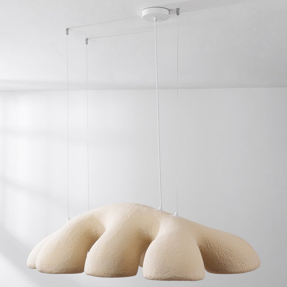 Moderne Wabi Sabi 7-lichts hanglamp Tsuyu 108 x 30 cm - zandbeige