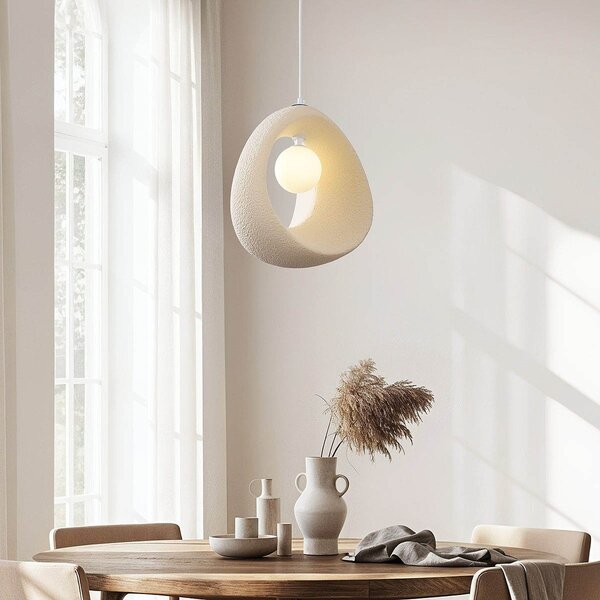 Lampe suspendue contemporaine Wabi Sabi Shio - beige sable 38 x 42 cm