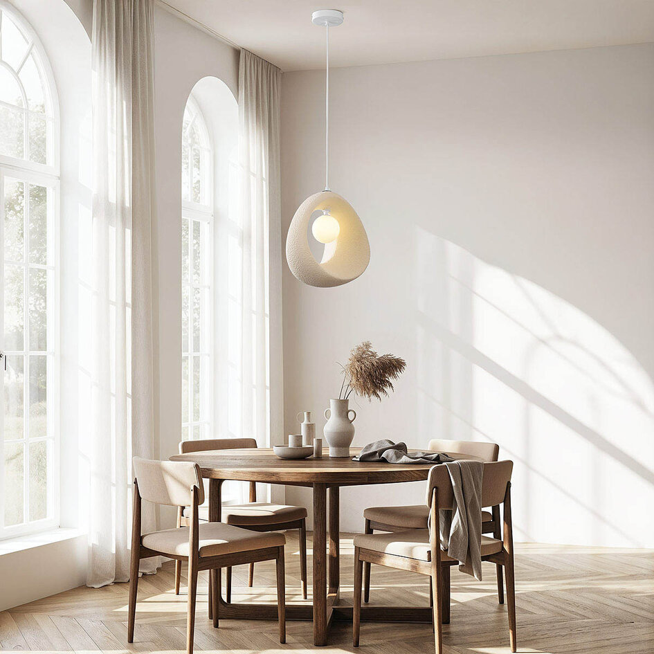 Lampe suspendue contemporaine Wabi Sabi Shio - beige sable 38 x 42 cm