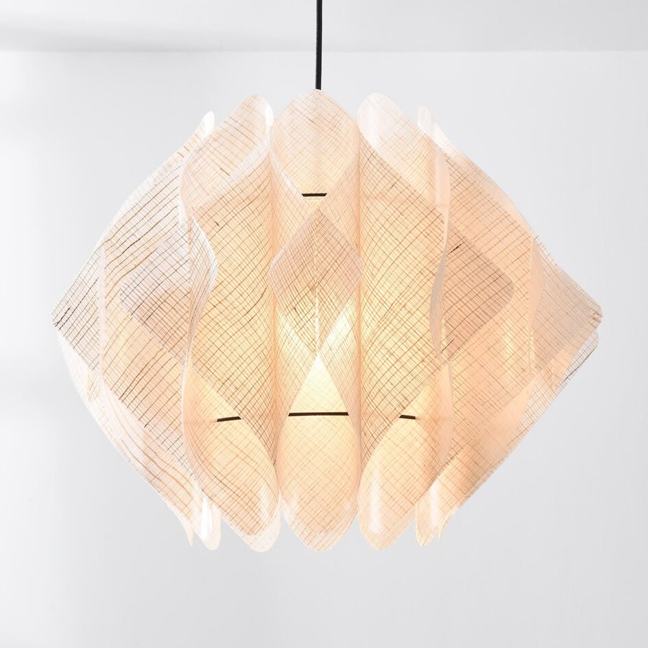 Lampe suspendue Japandi Ruskea - noir avec lin naturel