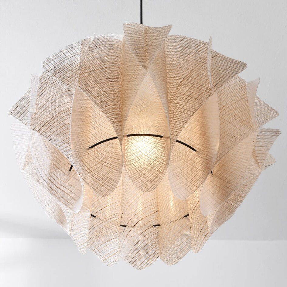 Lampe suspendue Japandi Ruskea - noir avec lin naturel