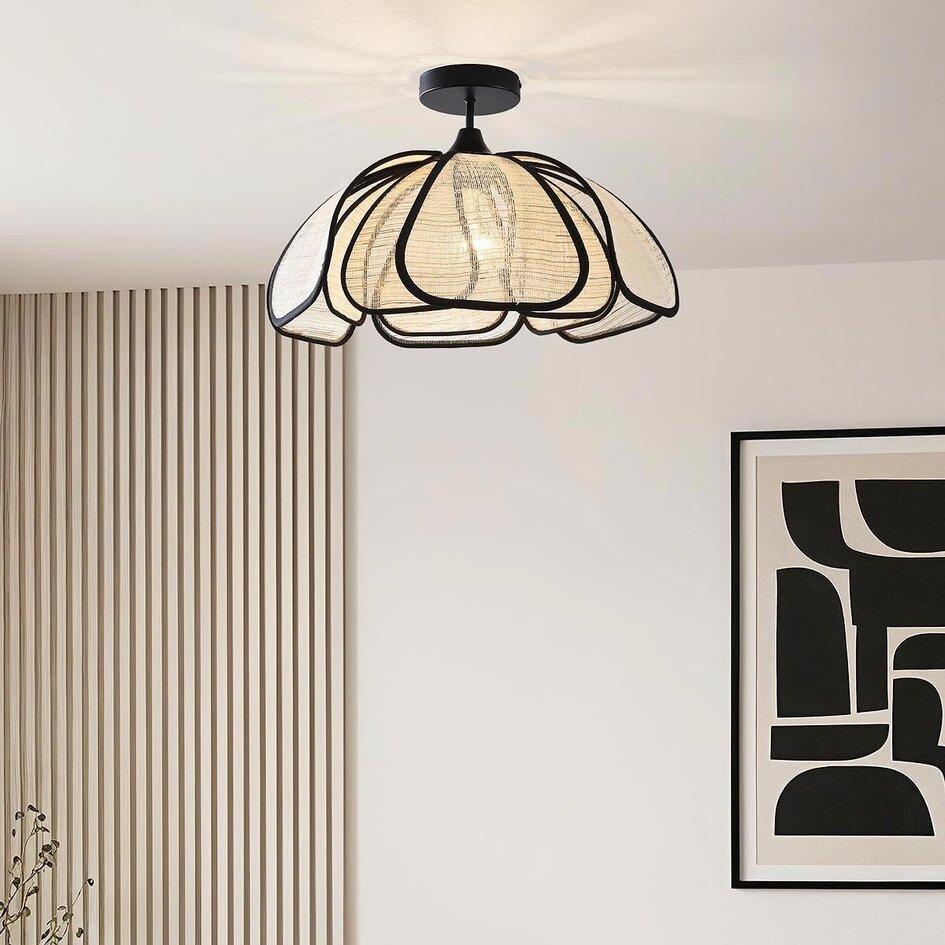 Design plafondlamp Yama - linnen met zwarte afwerking