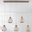 Japandi hanglamp Senji  – 5-lichts zandtaupe met linnen kappen