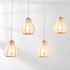 Japandi hanglamp Senji  – 5-lichts zandtaupe met linnen kappen