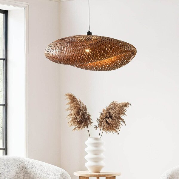 Lampe suspendue en bambou avec abat-jour tressé Ø68 cm - Trama