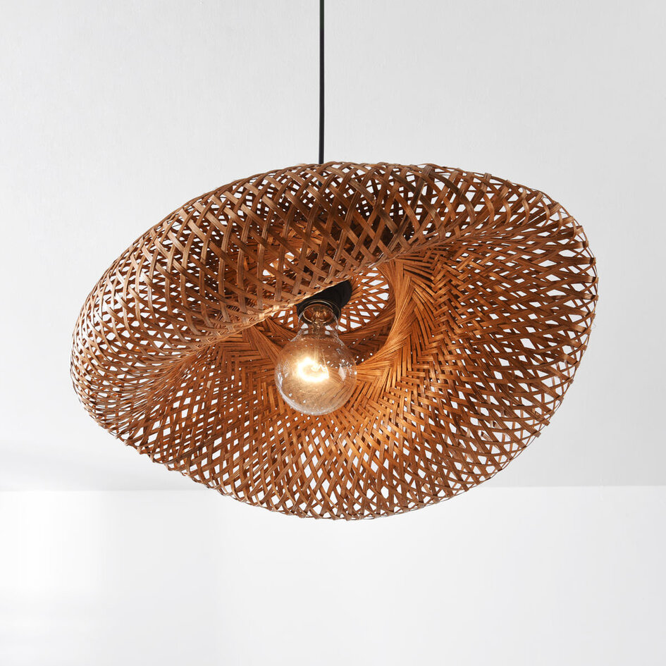 Bamboe hanglamp Texta met gevlochten kap Ø50 cm