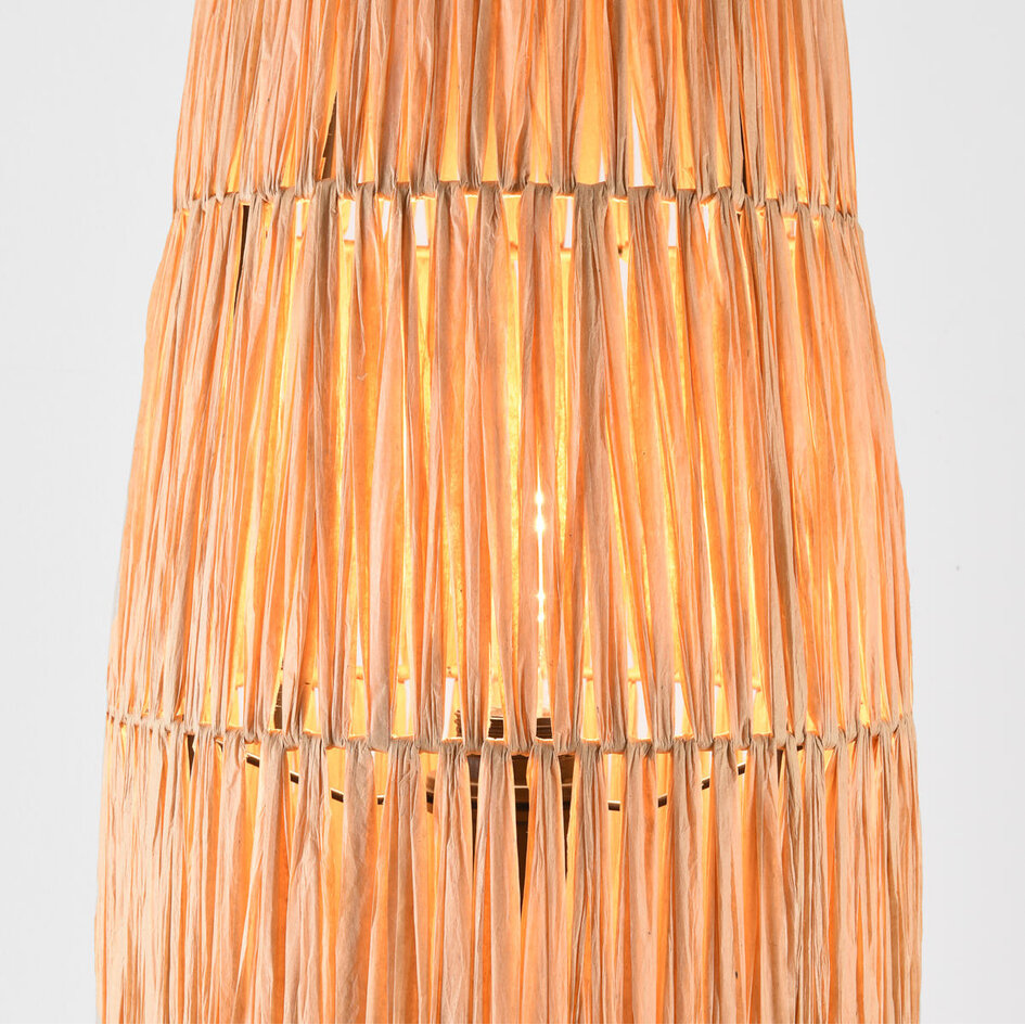 Lampadaire Plecta - lampe en raphia fait main avec cadre noir 103 cm