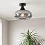 Plafonnier moderne Nur noir avec verre fumé rayé
