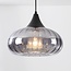 Lampe suspendue Ori noir avec verre fumé rayé