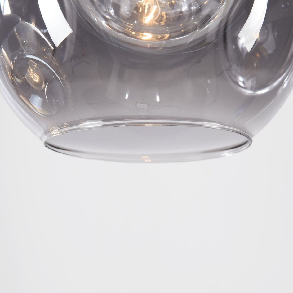 Plafonnier design Glo avec 5 boules en verre - verre fumé, ambré et transparent
