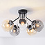 Plafondlamp Ljus met 5 glazen bollen – smoke, amber en helder glas