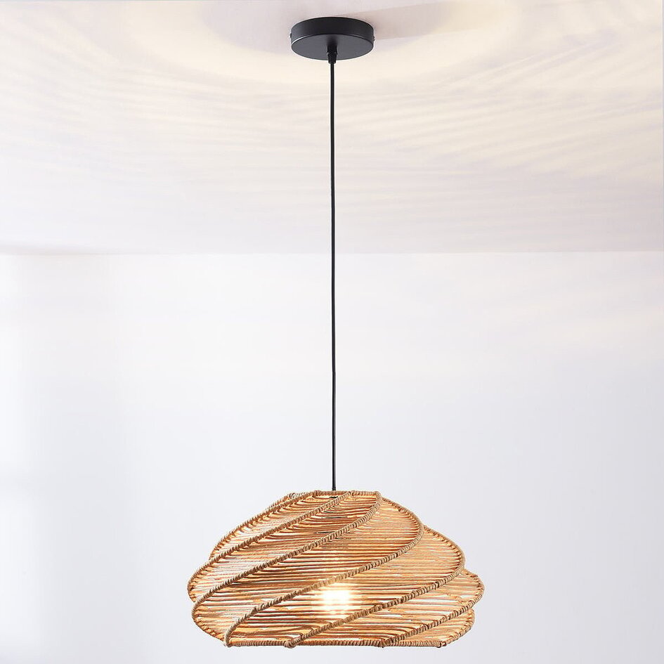Lampe suspendue design boho Suna en papier tressé