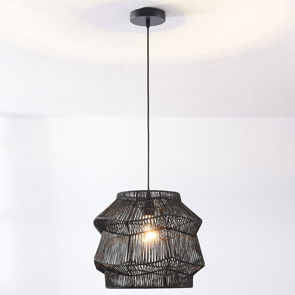 Lampe suspendue design boho Suna en papier tressé