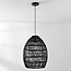 Hanglamp Hinra van rotan - zwart
