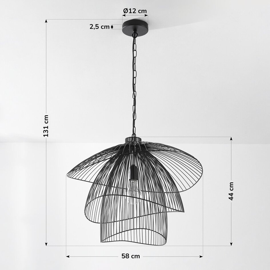 Design hanglamp Oria in zwart met metalen lagen
