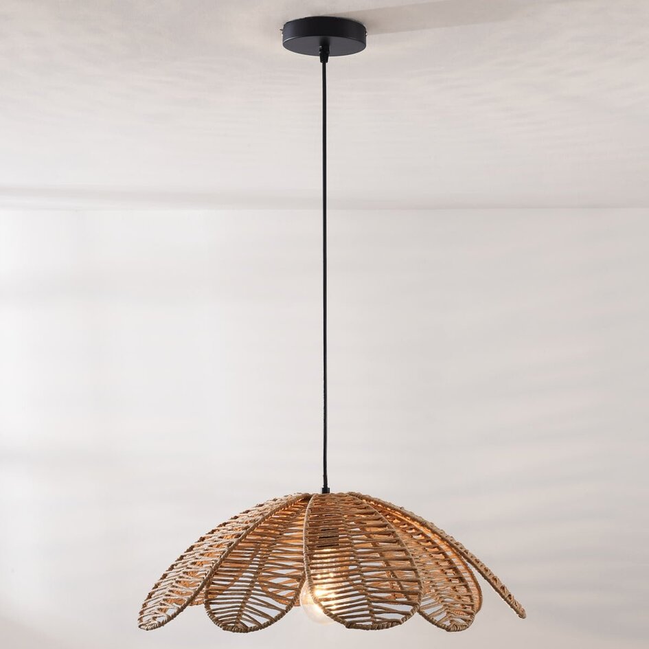 Natuurlijke boho hanglamp Tawi met open kap