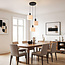 3-lichts hanglamp Linne met ronde stoffen kappen in beige linnen