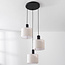 Suspension à 3 lumières Linne avec abat-jours ronds en tissu lin beige