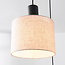 Suspension à 3 lumières Linne avec abat-jours ronds en tissu lin beige