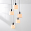 Suspension scandinave Linne à 5 lumières avec abat-jours en lin beige