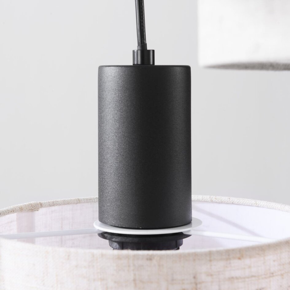 5-lichts Scandinavische hanglamp Linne met beige linnen kappen