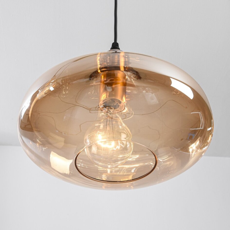 4-lichts hanglamp Maracas - zwart en amber glas