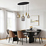 Lampe suspendue moderne Yoku avec verre fumé et détails en laiton doré, 5 lumières