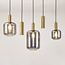 Lampe suspendue moderne Yoku avec verre fumé et détails en laiton doré, 5 lumières