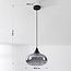 Zwarte hanglamp Ori zwart met gestreept rookglas