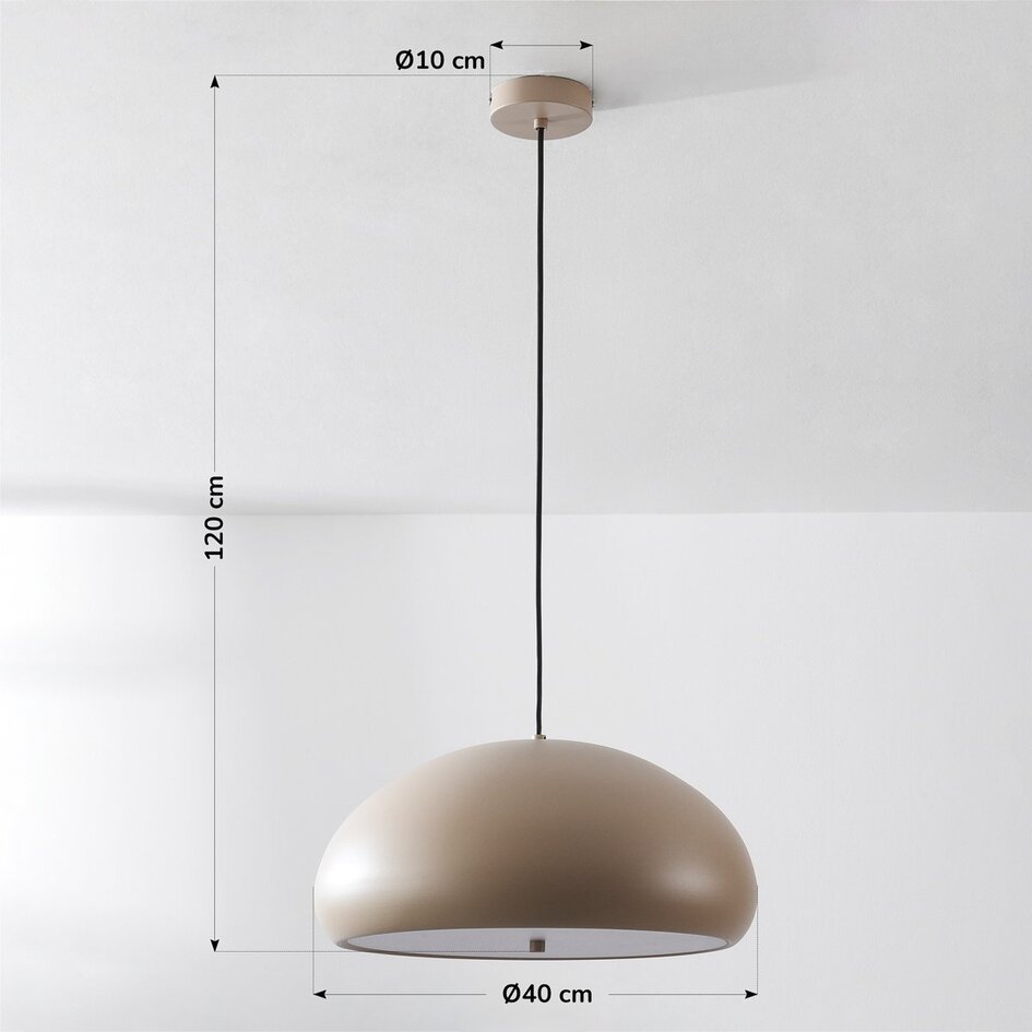 Lampe suspendue Luz en métal beige avec diffuseur blanc