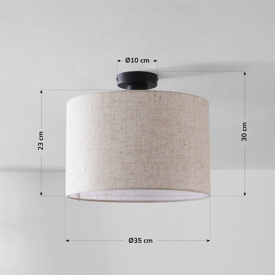 Plafonnier moderne Linho avec abat-jour rond en tissu