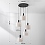 Suspension scandinave Linne à 5 lumières avec abat-jours en lin beige