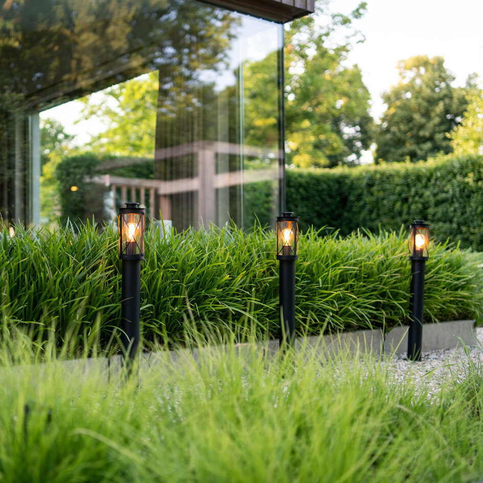 Lampadaire extérieur noir rustique Lucia - 80 cm