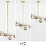 6-lichts hanglamp Aster - goud met smoke glas en spiegeleffect
