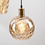 Lampe suspendue design Nilo - 4-lumières en verre ambré et détail convexe