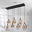 Lampe suspendue Nilo - 7-lumières en verre ambré et détail convexe